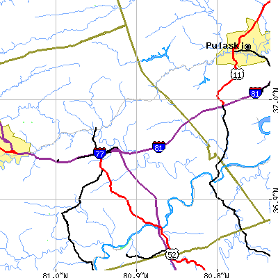 Zip code 24360 close-up map