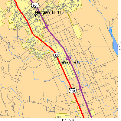 Zip code 95046 close-up map