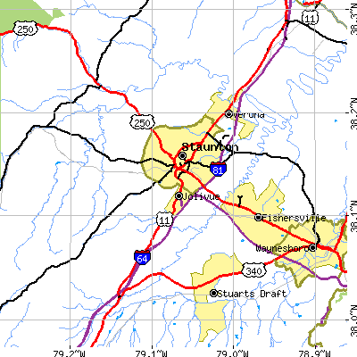 Zip code 24401 close-up map