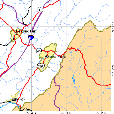 Zip code 24416 close-up map