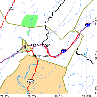 Zip code 24422 close-up map