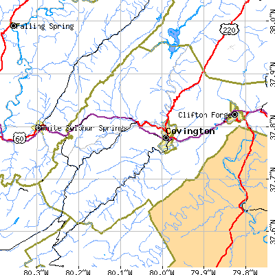 Zip code 24426 close-up map