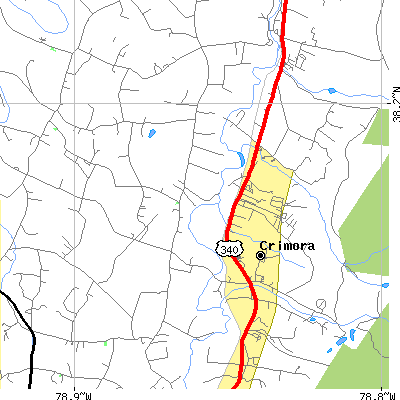 Zip code 24431 close-up map