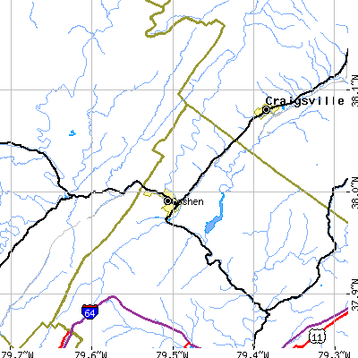 Zip code 24439 close-up map