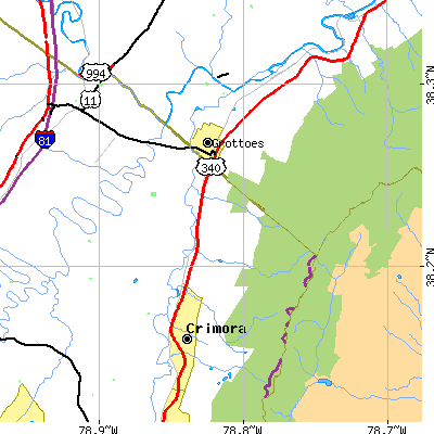 Zip code 24441 close-up map