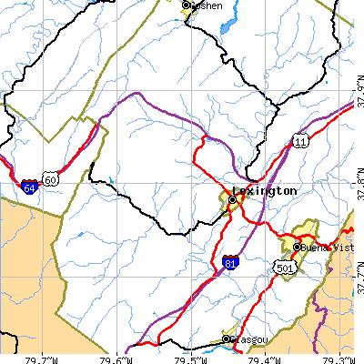 Zip code 24450 close-up map