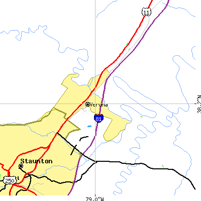 Zip code 24482 close-up map