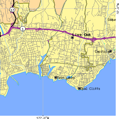 Zip code 95062 close-up map
