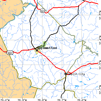 Zip code 24522 close-up map