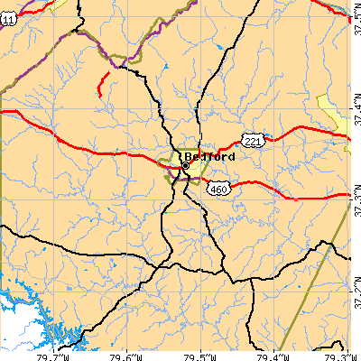 Zip code 24523 close-up map