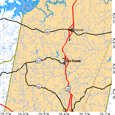 Zip code 24531 close-up map