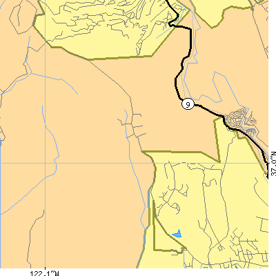 Zip code 95064 close-up map