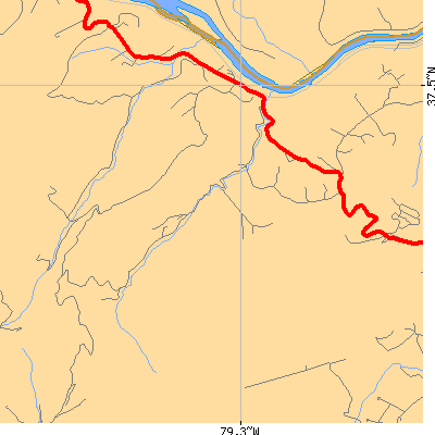 Zip code 24536 close-up map