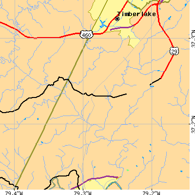 Zip code 24550 close-up map