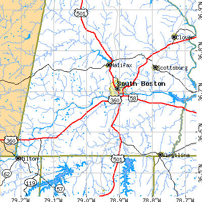 Zip code 24592 close-up map