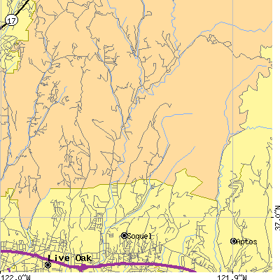 Zip code 95073 close-up map