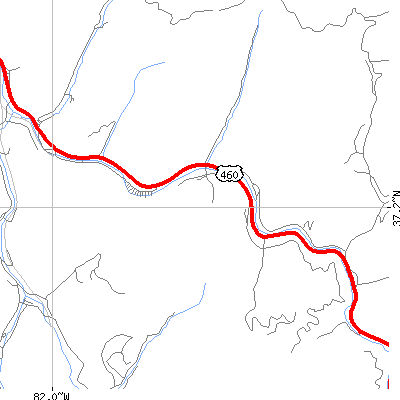Zip code 24624 close-up map