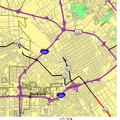 Zip code 95110 close-up map