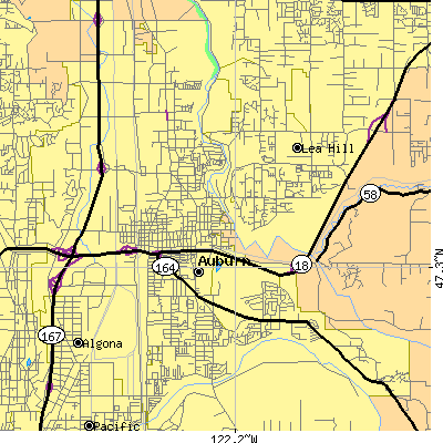 Zip code 98002 close-up map