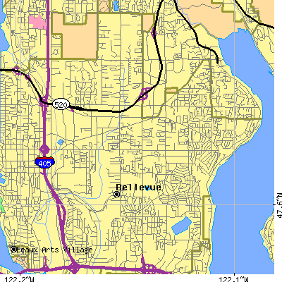 Zip code 98007 close-up map