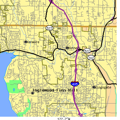 Zip code 98011 close-up map