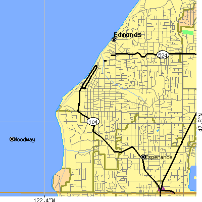 Zip code 98020 close-up map