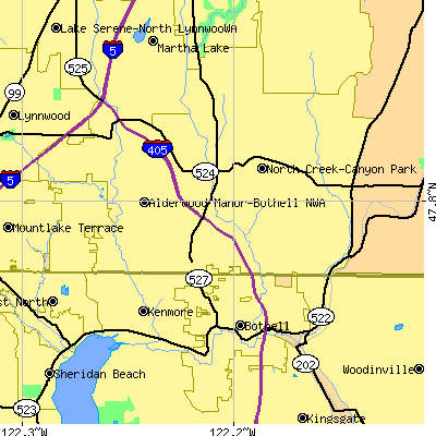 Zip code 98021 close-up map