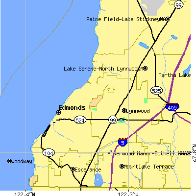 Zip code 98026 close-up map
