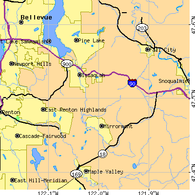 Zip code 98027 close-up map