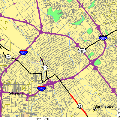 Zip code 95112 close-up map