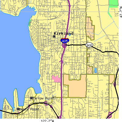 Zip code 98033 close-up map