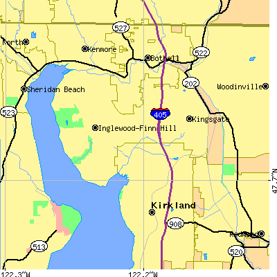 Zip code 98034 close-up map