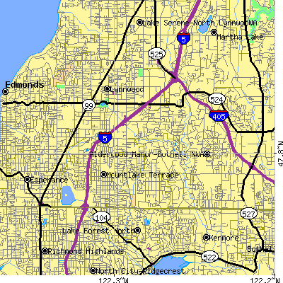 Zip code 98036 close-up map