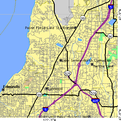 Zip code 98037 close-up map