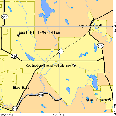 Zip code 98042 close-up map