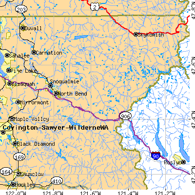 Zip code 98045 close-up map