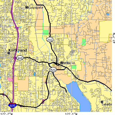 Zip code 98052 close-up map
