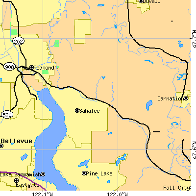 Zip code 98053 close-up map