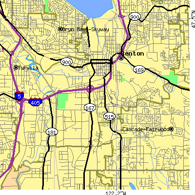 Zip code 98055 close-up map