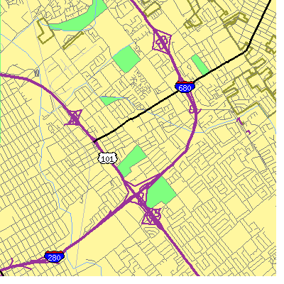 Zip code 95116 close-up map
