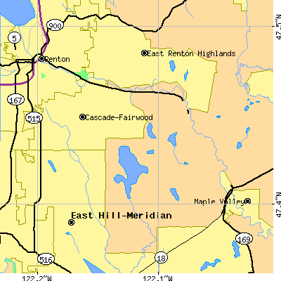 Zip code 98058 close-up map