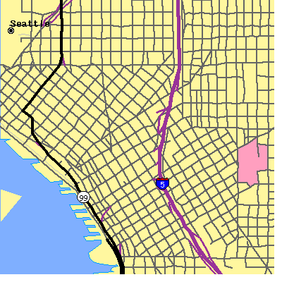 Zip code 98101 close-up map