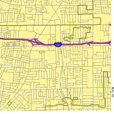 Zip code 95117 close-up map