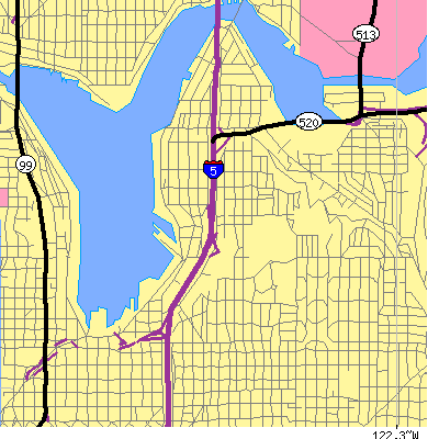 Zip code 98102 close-up map