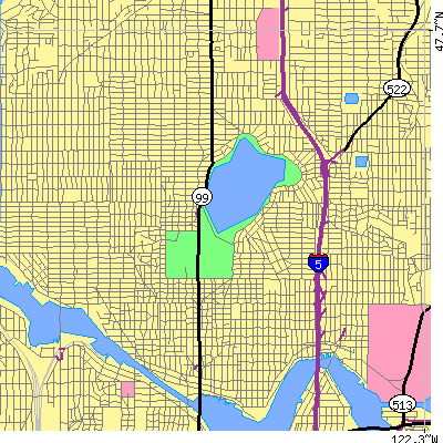 Zip code 98103 close-up map