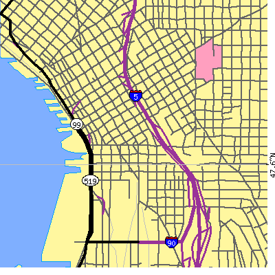 Zip code 98104 close-up map