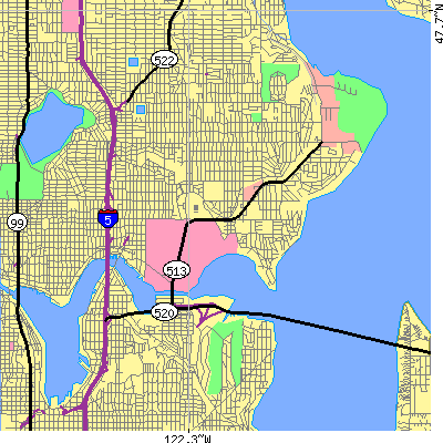 Zip code 98105 close-up map