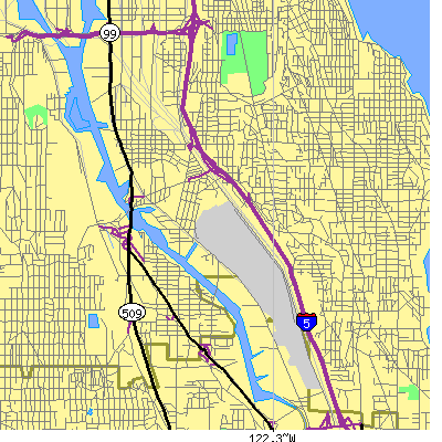 Zip code 98108 close-up map