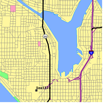 Zip code 98109 close-up map