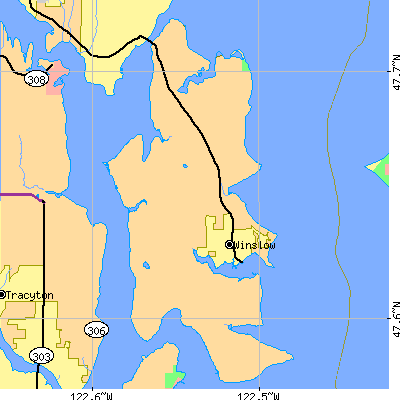 Zip code 98110 close-up map